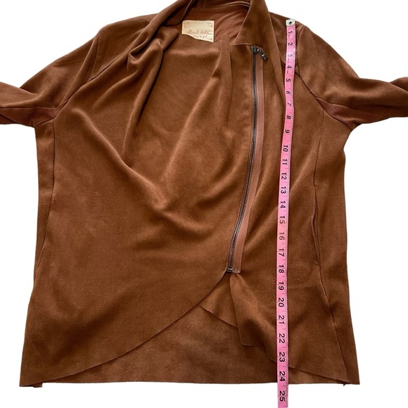 Altar’d State Tan Brown Vegan Faux Leather Suede Fall Zip Jacket Long Sleeve - Picture 8 of 10